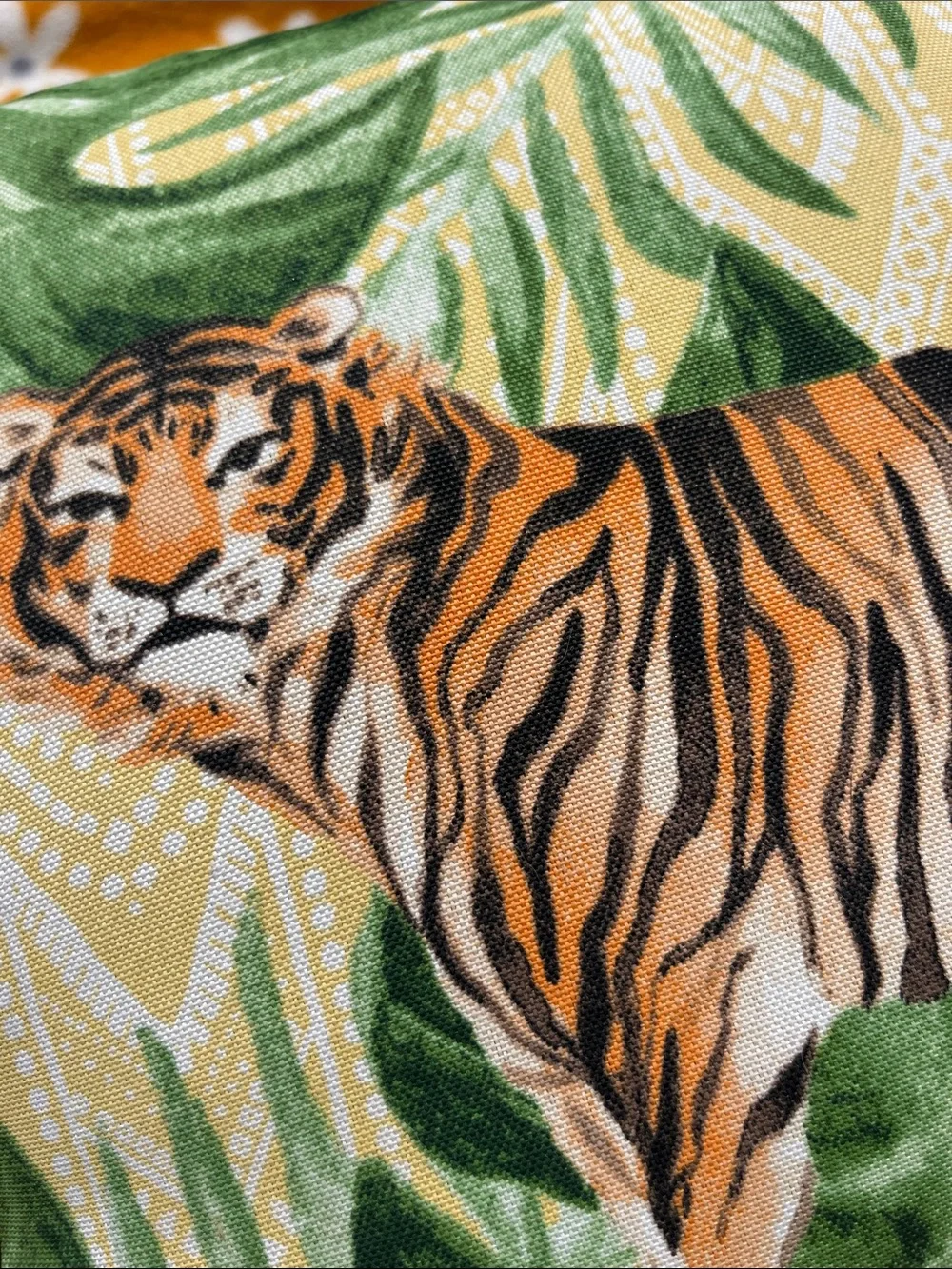 allen + roth Tropical Leaf Tiger Jungle Print Rectangular Outdoor Throw Pillow